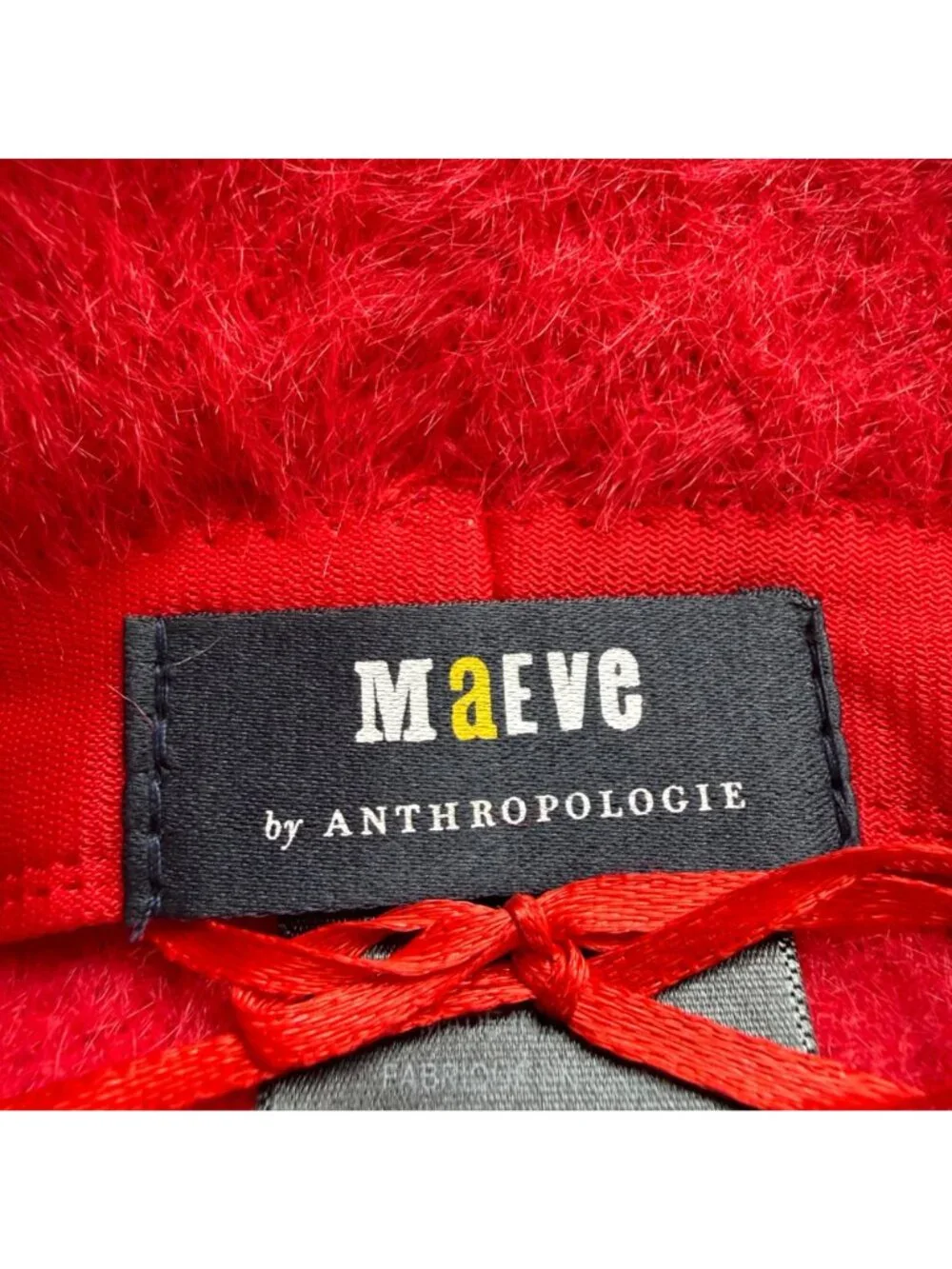 Maeve By Anthropologie Women's Bucket Hat Red Faux Fur Fuzzy Reversible